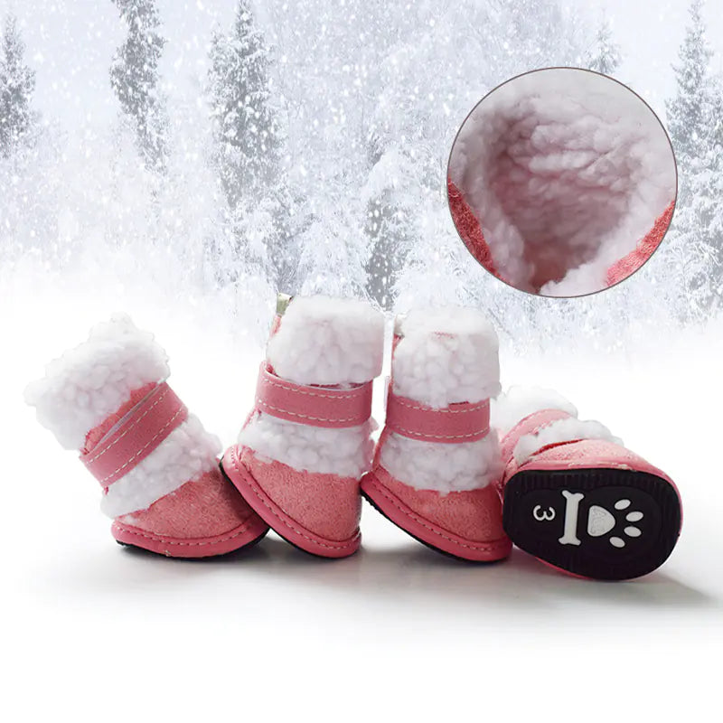 Thick Lamb Wool Non-Slip Winter Shoes for Small Dogs